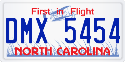 NC license plate DMX5454
