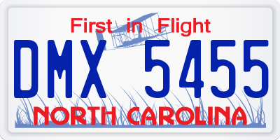 NC license plate DMX5455