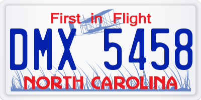 NC license plate DMX5458