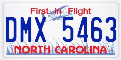 NC license plate DMX5463