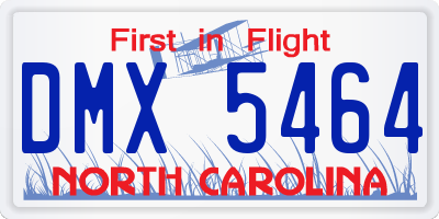 NC license plate DMX5464