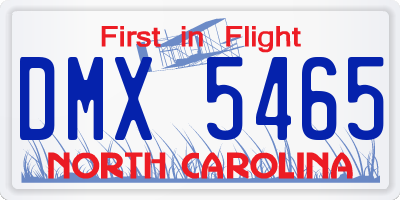 NC license plate DMX5465