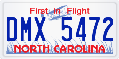 NC license plate DMX5472