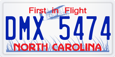 NC license plate DMX5474