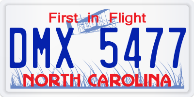 NC license plate DMX5477