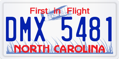 NC license plate DMX5481