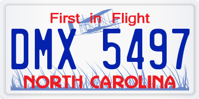 NC license plate DMX5497