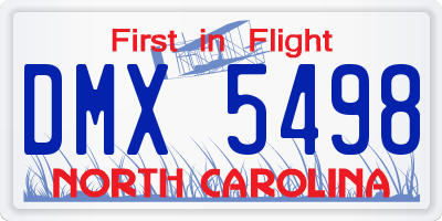 NC license plate DMX5498