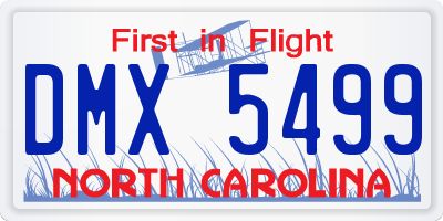 NC license plate DMX5499