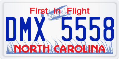 NC license plate DMX5558