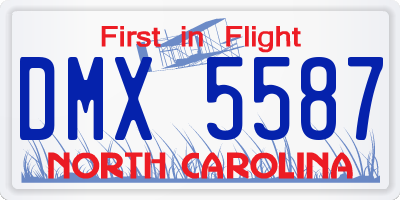 NC license plate DMX5587