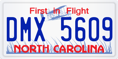 NC license plate DMX5609