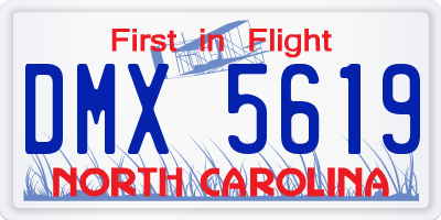 NC license plate DMX5619