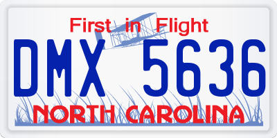 NC license plate DMX5636