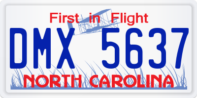 NC license plate DMX5637