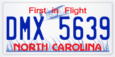 NC license plate DMX5639