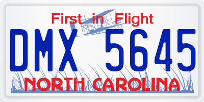 NC license plate DMX5645