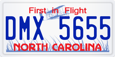 NC license plate DMX5655