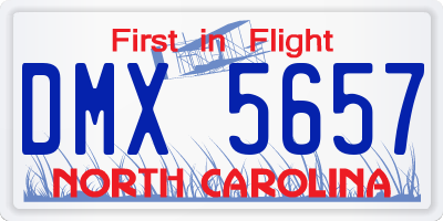 NC license plate DMX5657