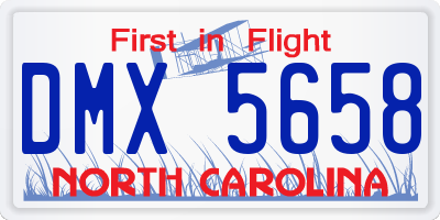 NC license plate DMX5658