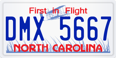 NC license plate DMX5667