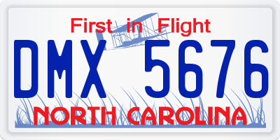 NC license plate DMX5676