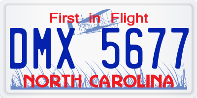 NC license plate DMX5677