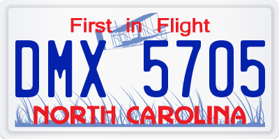 NC license plate DMX5705