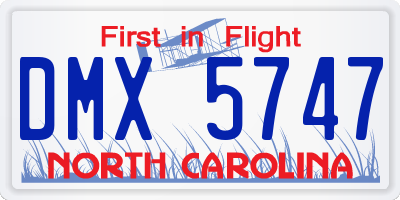 NC license plate DMX5747