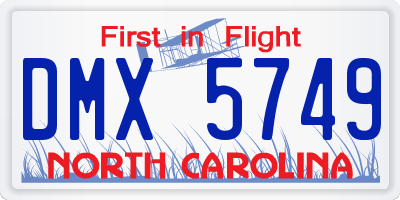 NC license plate DMX5749