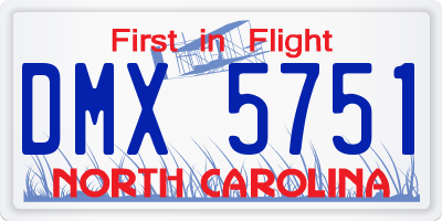 NC license plate DMX5751