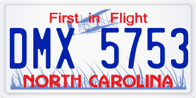 NC license plate DMX5753