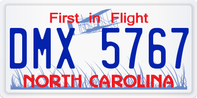 NC license plate DMX5767
