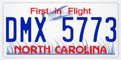 NC license plate DMX5773