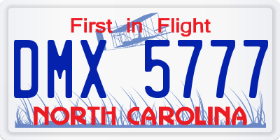 NC license plate DMX5777
