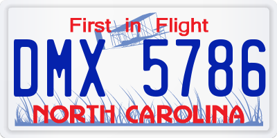 NC license plate DMX5786