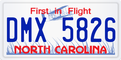 NC license plate DMX5826