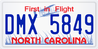 NC license plate DMX5849