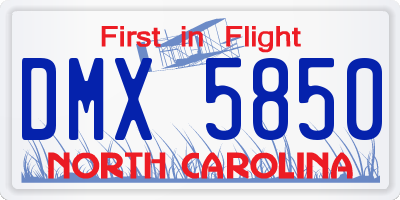 NC license plate DMX5850