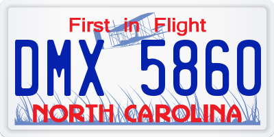 NC license plate DMX5860