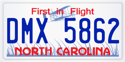 NC license plate DMX5862
