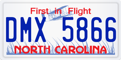 NC license plate DMX5866
