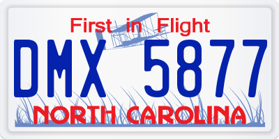 NC license plate DMX5877