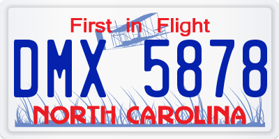 NC license plate DMX5878