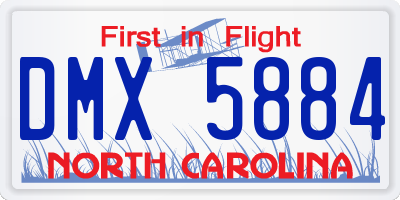 NC license plate DMX5884