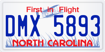 NC license plate DMX5893
