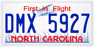 NC license plate DMX5927