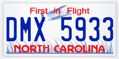 NC license plate DMX5933