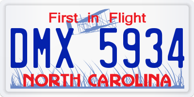 NC license plate DMX5934