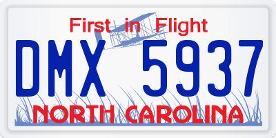 NC license plate DMX5937